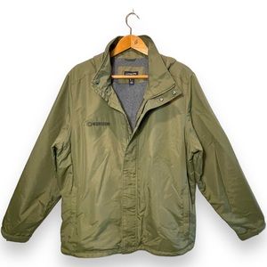 Lands' End Men's Fleece Lined Hooded Jacket in Olive Green - Size L